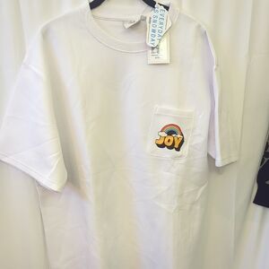 SnowDay Men's White Joy Short Sleeve Tee Size LARGE New With Tags